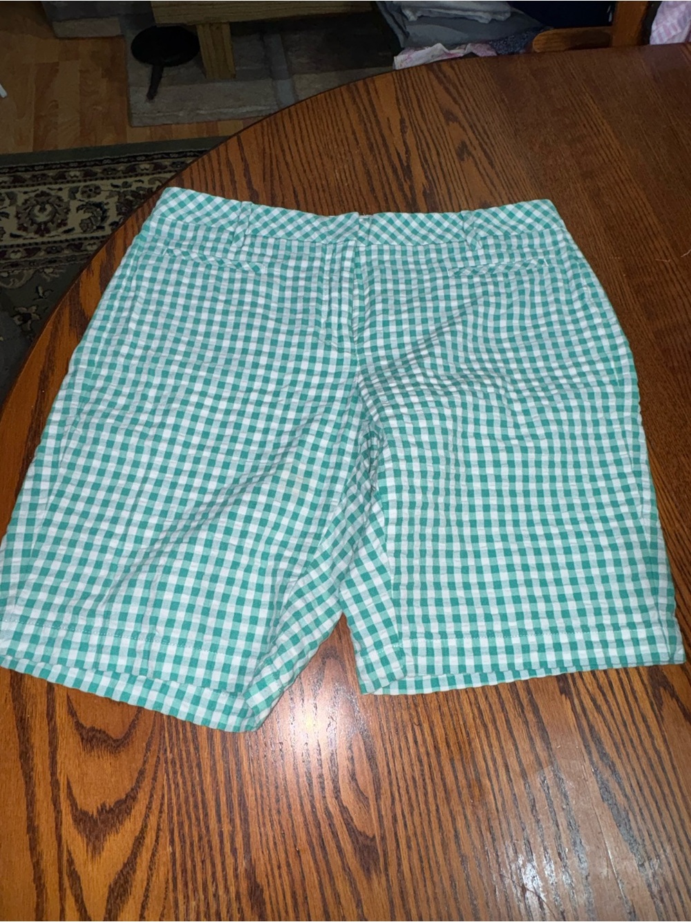 Lands End size 10 mint green gingham shorts like new